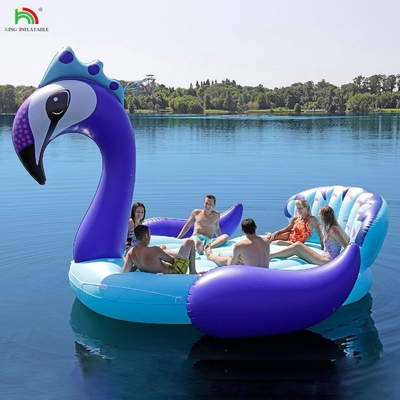 6 personnes Inflatable Peacock Mont d'eau mer lac piscine Float Jouet d'eau Géant Unicorn Flamingo Inflatable Lit flottant pour la fête de l'eau