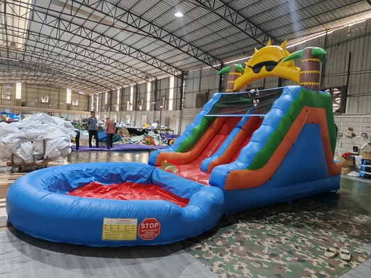 Adultes Enfants Glissière d'eau de qualité commerciale PVC double voie gonflable Glissière d'eau avec piscine d'eau étanche