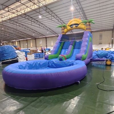Glissière d'eau commerciale en PVC double voie gonflable avec piscine à eau étanche