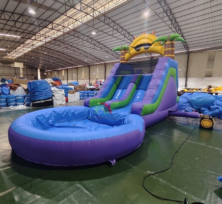 Glissière d'eau commerciale en PVC double voie gonflable avec piscine à eau étanche