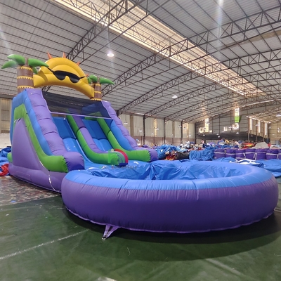 Glissière d'eau commerciale en PVC double voie gonflable avec piscine à eau étanche