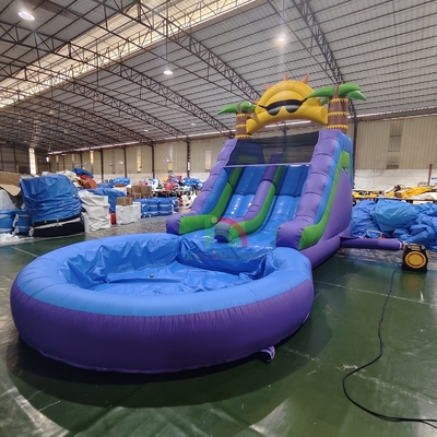 Glissière d'eau commerciale en PVC double voie gonflable avec piscine à eau étanche