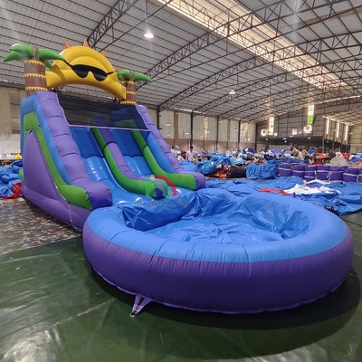 Glissière d'eau commerciale en PVC double voie gonflable avec piscine à eau étanche