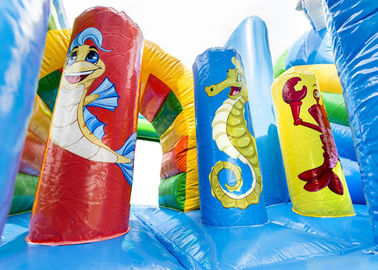 Monde marin extérieur château sautant gonflable de 5,4 x de 5.0m avec 3 obstacles