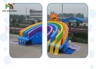 Anti- glissière triple d'arc-en-ciel de PVC de ruelles de parcs aquatiques gonflables UV avec la piscine pour des locations