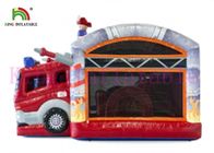 Château sautant gonflable de PVC du Firetruck rouge 0.55mm avec la glissière pour des enfants