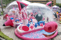 Terrain de jeu gonflable de porc commercial de rose avec la couverture de tente de bulle