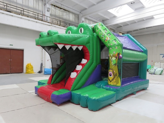 Chambre de saut de château gonflable du videur du crocodile 210D avec la glissière