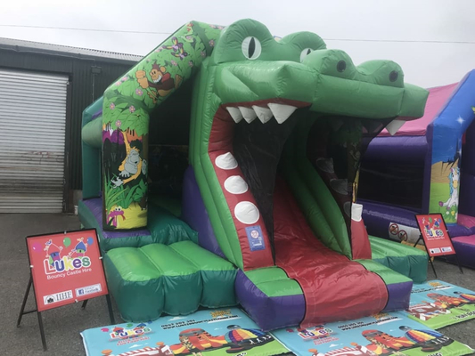 Chambre de saut de château gonflable du videur du crocodile 210D avec la glissière