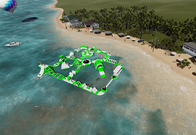 Parc aquatique combiné gonflable vert adapté aux besoins du client de parcours du combattant