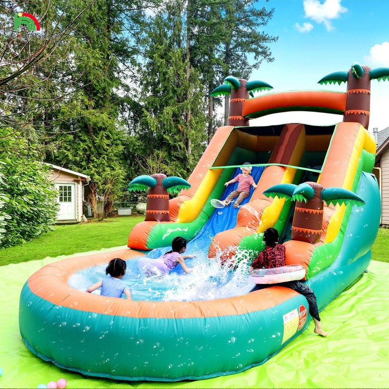 Glissière d'eau humide et sèche gonflable pour enfants avec piscine