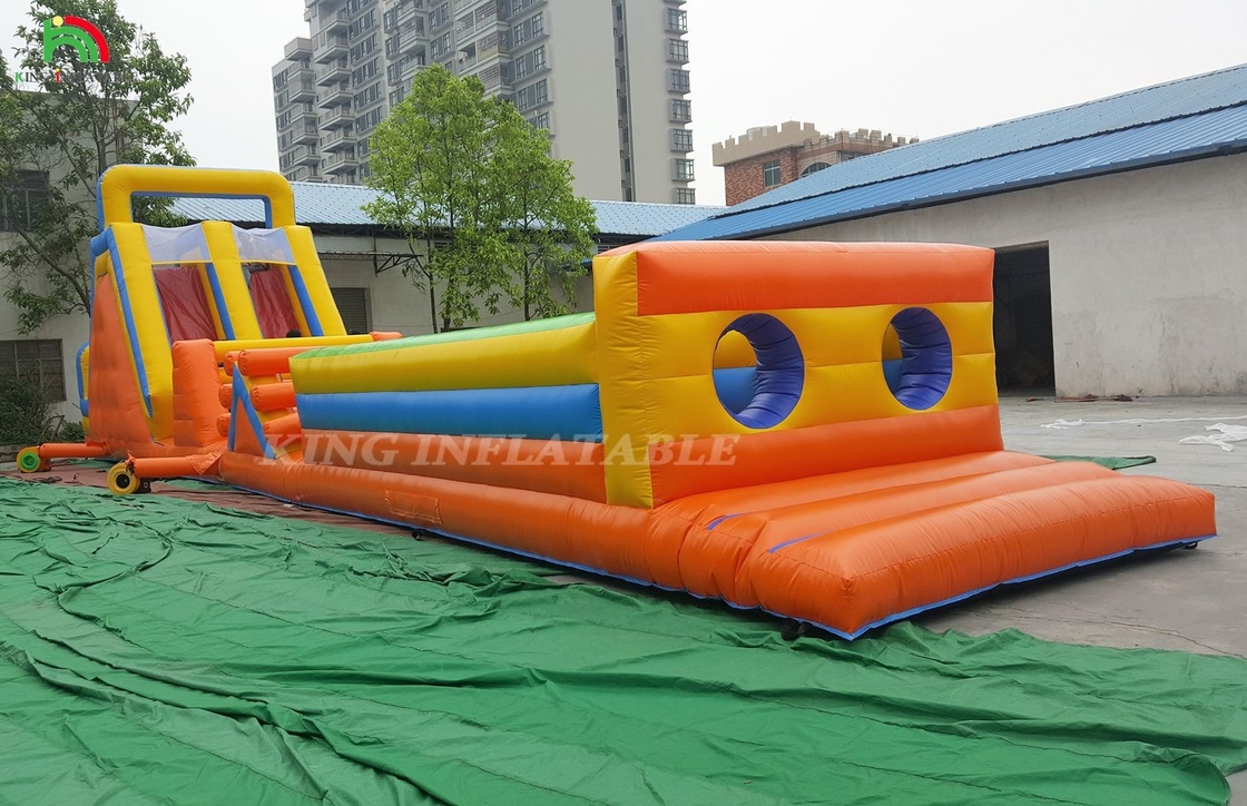 Jeux de carnaval gonflables sur mesure Course d'obstacles avec doubles voies d'escalade et de glissement