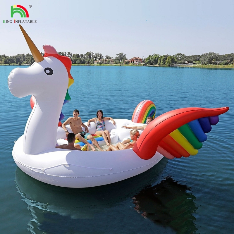6 personnes inflatable Unicorn Mont d'eau mer lac piscine flottant jouet d'eau géant Unicorn inflatable lit flottant pour la fête de l'eau