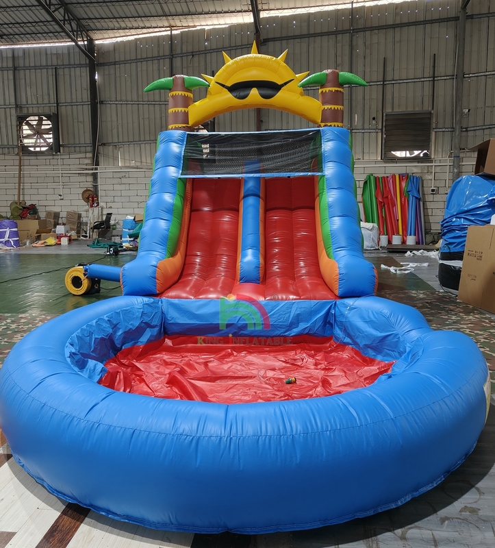 Adultes Enfants Glissière d'eau de qualité commerciale PVC double voie gonflable Glissière d'eau avec piscine d'eau étanche
