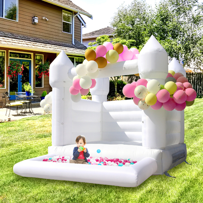 Location de fêtes commerciales Bouncer gonflable Château Jumper Bounce House Château blanc avec piscine
